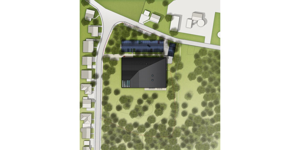 Das neue Hallenbad liegt quer und nicht mehr längs auf dem Gelände. (Visualisierung zur Verfügung gestellt von den 4a Architekten Stiuttgart)